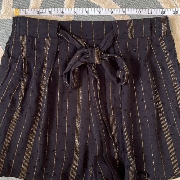 Francesca’s Wendy Lurex Black and Gold Drawstring Shorts Size XS - Picture 6 of 12